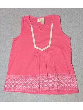 Caribbean Joe Sleeveless Tunic Blouse Womens Size Petite Medium Pink And...